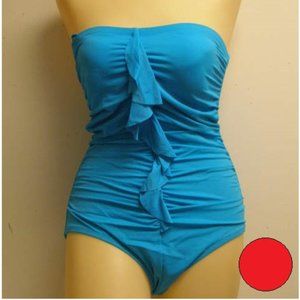 Jantzen Strapless Ruffle-Front Shirred One Piece